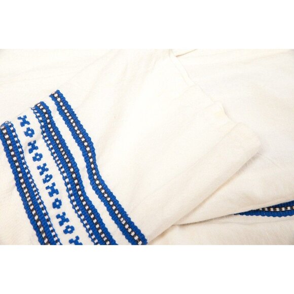 Vtg 1970's Maxi Kaftan Dress ALEX CONDARINIS Blue White Vertical Striped - Picture 4 of 10